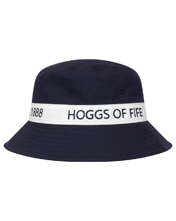 Navy White coloured Hoggs of Fife Dumfries 1888 Bucket Hat on white background #colour_navy-white