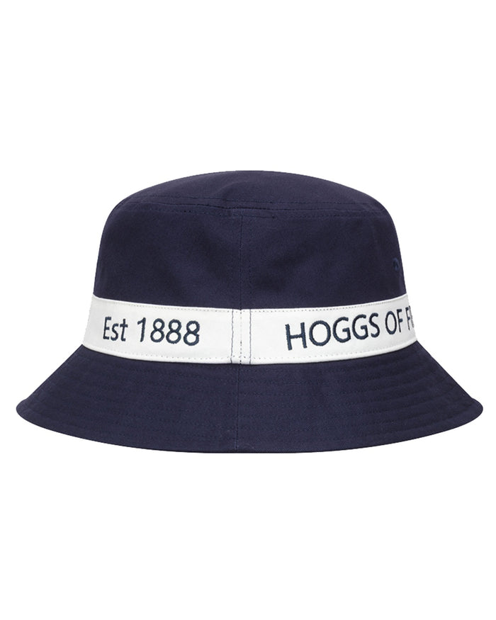 Navy White coloured Hoggs of Fife Dumfries 1888 Bucket Hat on white background #colour_navy-white