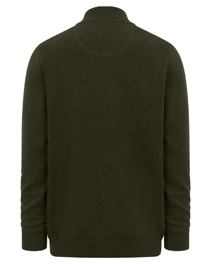 Fern Green coloured Hoggs of Fife Falkirk Quarter Zip Pullover on white background #colour_fern-green