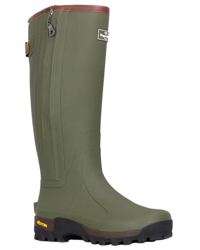 Field Green coloured Hoggs of Fife Field Sport Full Zip Wellingtons on white background #colour_field-green