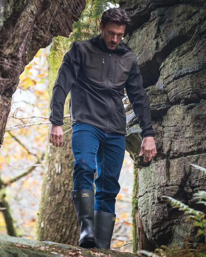 Field Green Coloured Hoggs of Fife Field Sport Neoprene Lined Wellingtons on outdoor background #colour_field-green
