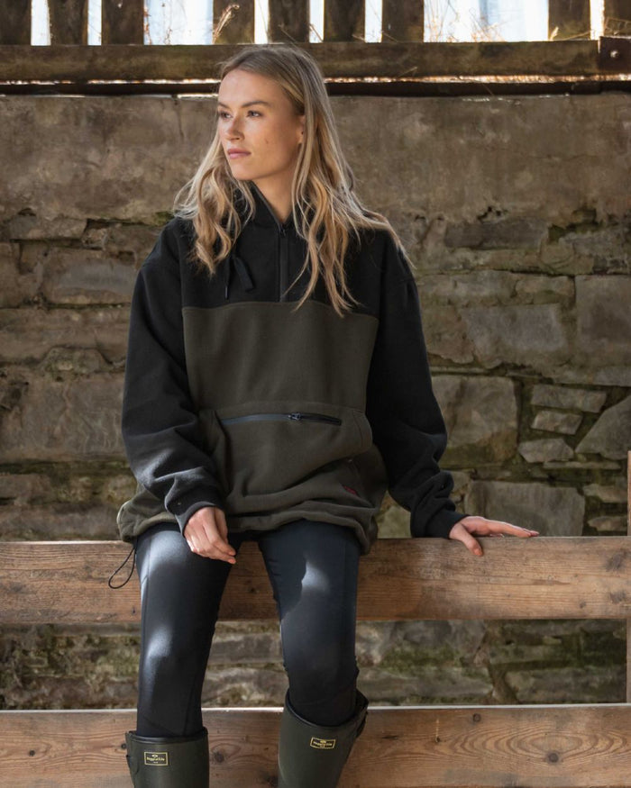 Green Coloured Hoggs of Fife Green King II Stormproof Bonded Hoodie on outdoor background #colour_green