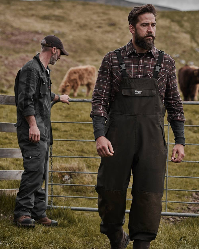 Green Coloured Hoggs of Fife Green King II Waterproof Bib & Brace on mountain background #colour_green