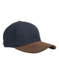 Blue coloured Hoggs of Fife Herringbone Tweed Baseball Cap on white background #colour_blue