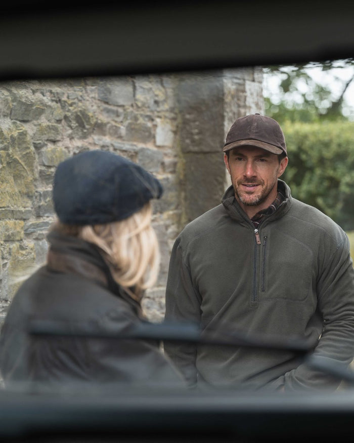 Beluga Coloured Hoggs of Fife Mens Islander Techpro Quarter Zip Shirt on outdoor background #colour_beluga