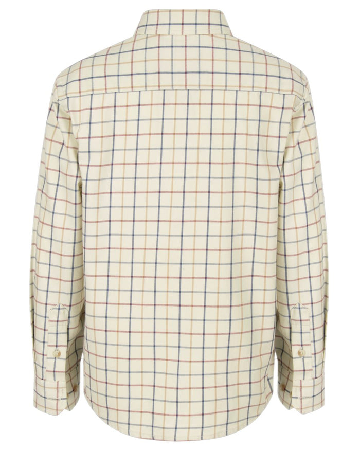 Ivory Tattersall Coloured Hoggs of Fife Junior Ambassador Tattersall Shirt on white background #colour_ivory-tattersall