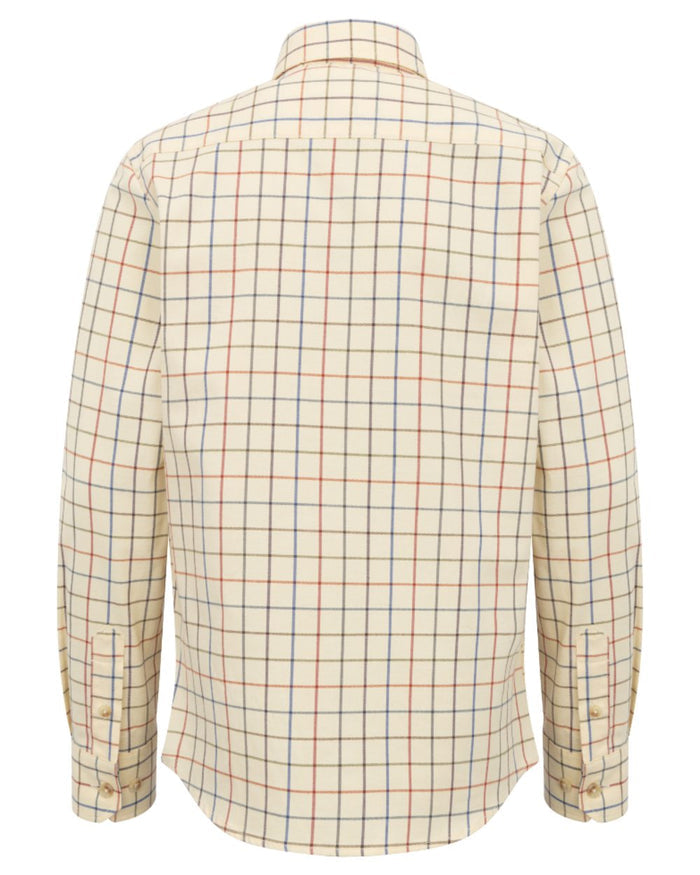 Barley coloured Hoggs of Fife Junior Laird Premier Tattersall Shirt on white background #colour_barley