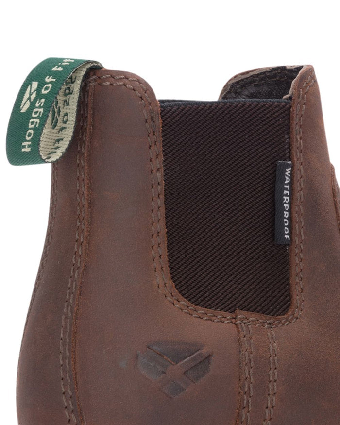 Brown Waxy Coloured Hoggs of Fife Junior Shire Waterproof Dealer Boots on white background #colour_brown-waxy