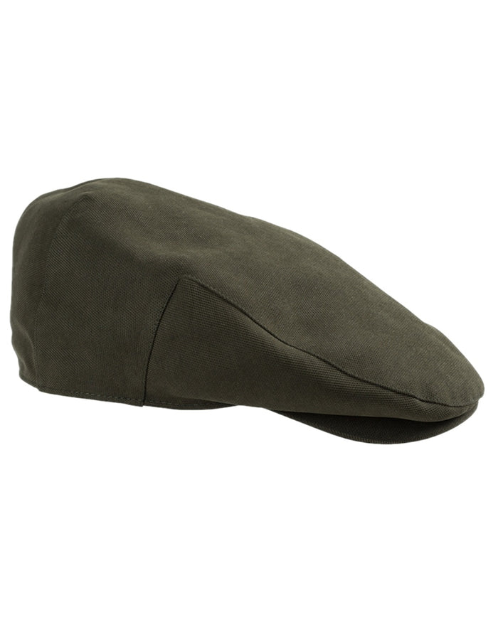 Olive Green Coloured Hoggs of Fife Kincraig Waterproof Tweed Flat Cap on white background #colour_olive-green