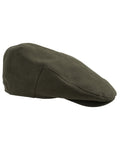 Olive Green Coloured Hoggs of Fife Kincraig Waterproof Tweed Flat Cap on white background #colour_olive-green