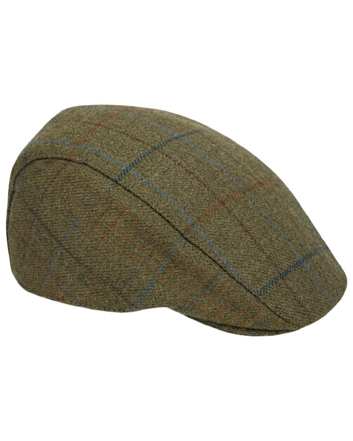 Green Blue Coloured Hoggs of Fife Kingussie Tweed Hat on white background #colour_green-blue