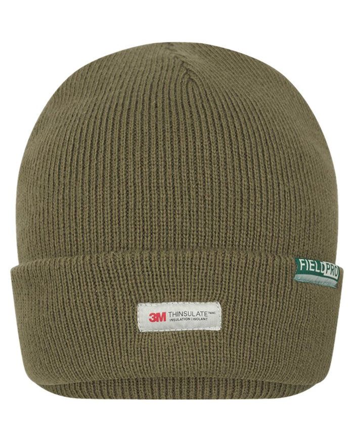 Olive coloured Hoggs of Fife Knitted Thinsulate Waterproof Beanie on white background #colour_olive