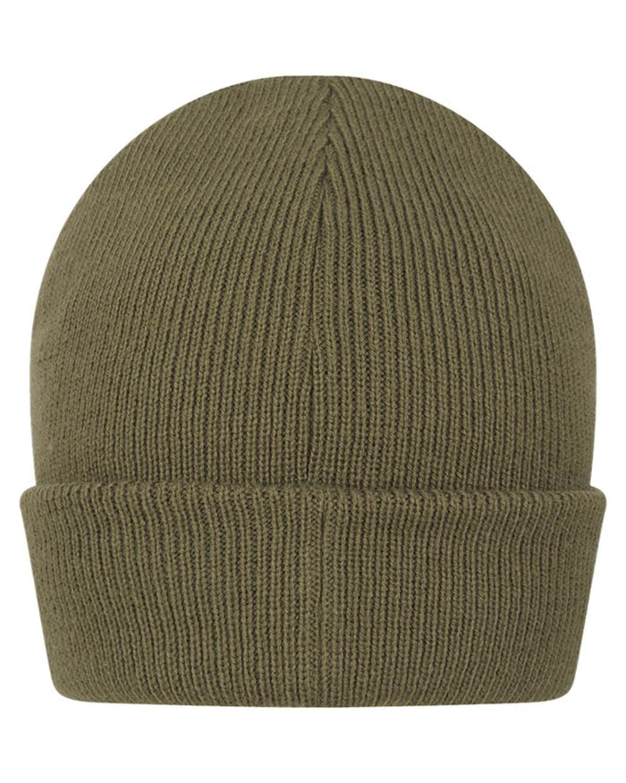 Olive coloured Hoggs of Fife Knitted Thinsulate Waterproof Beanie on white background #colour_olive