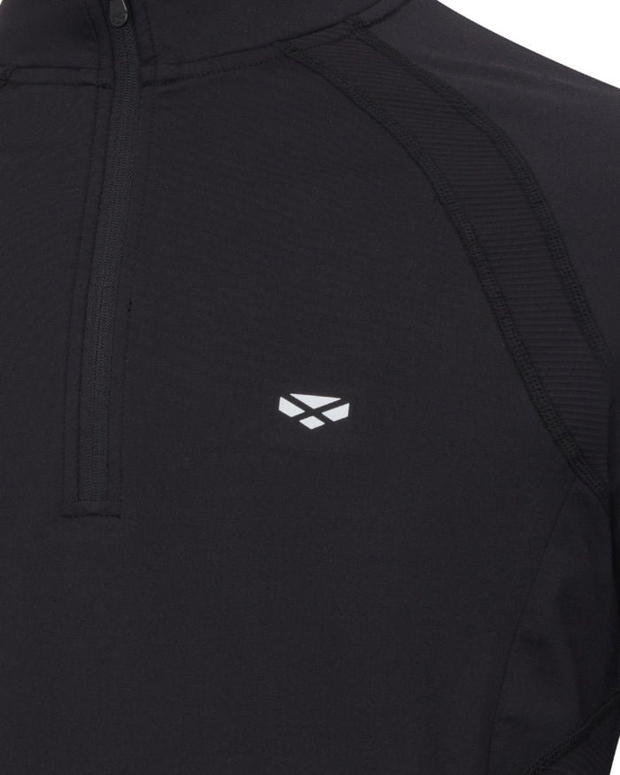 Black coloured Hoggs of Fife Ladies Skye Active Quarter Zip Top on white background #colour_black