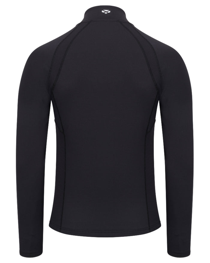 Black coloured Hoggs of Fife Ladies Skye Active Quarter Zip Top on white background #colour_black