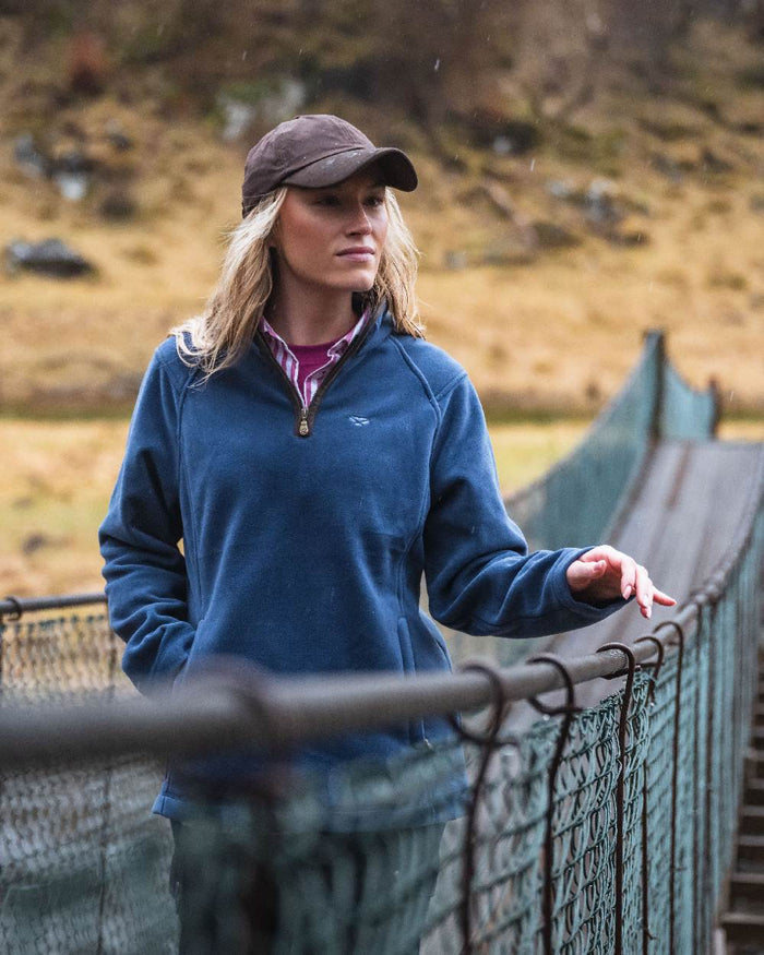 Brown Coloured Hoggs of Fife Leather Peak Waxed Baseball Cap on  countryside background #colour_brown