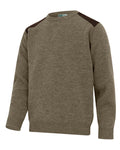 Meadow Green coloured Hoggs of Fife Melrose II Crew Pullover on white background #colour_meadow-green