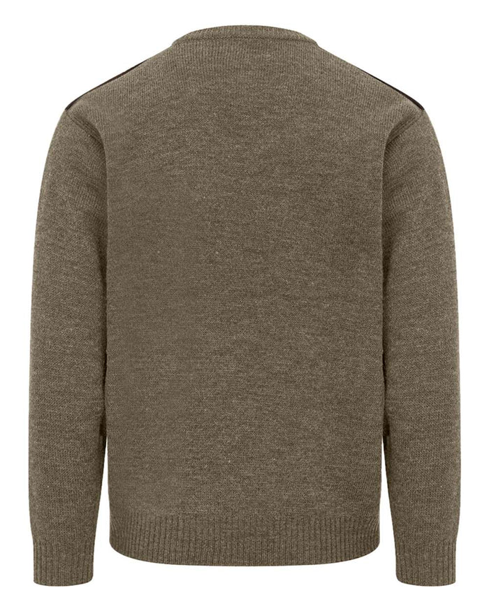 Meadow Green coloured Hoggs of Fife Melrose II Crew Pullover on white background #colour_meadow-green