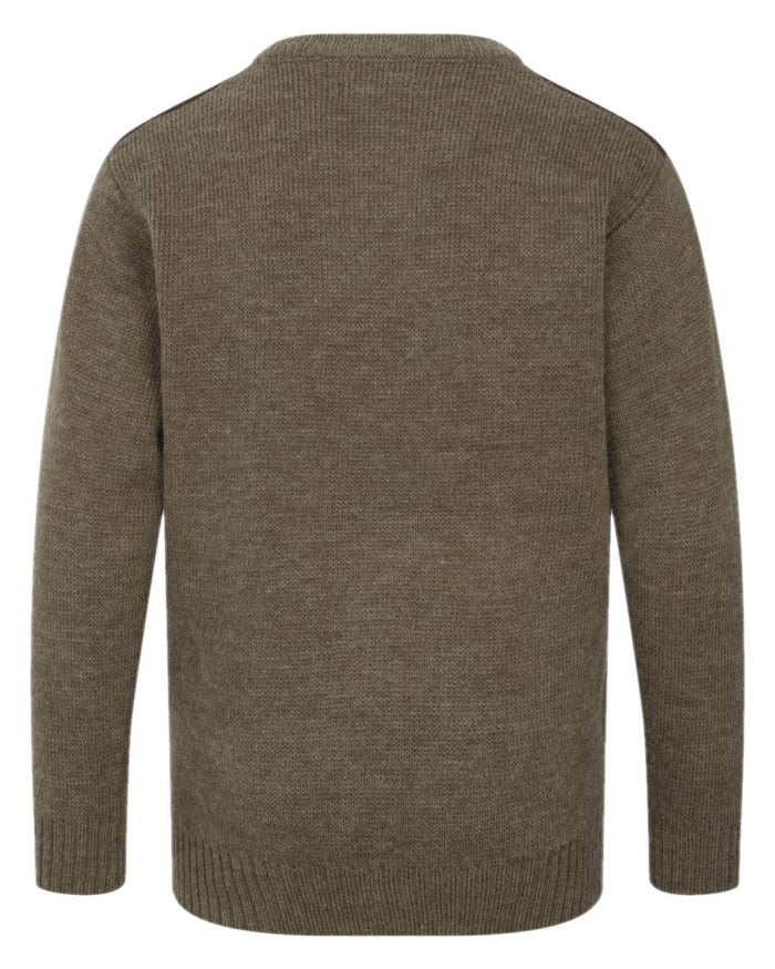 Meadow Green Marl Coloured Hoggs of Fife Melrose II Junior Hunting Pullover on white background #colour_meadow-green-marl