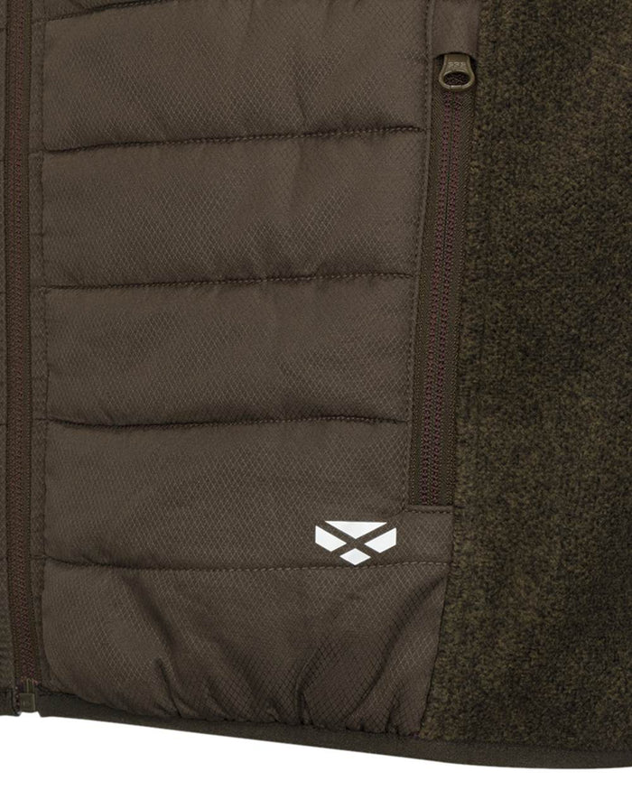 Dark Forest Marl Coloured Hoggs of Fife Mens Melville Hybrid Gilet on white background #colour_dark-forest-marl