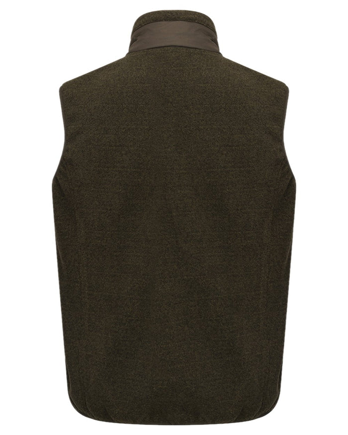 Dark Forest Marl Coloured Hoggs of Fife Mens Melville Hybrid Gilet on white background #colour_dark-forest-marl