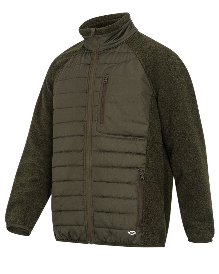 Dark Forest Marl Coloured Hoggs of Fife Mens Melville Hybrid Jacket on white background #colour_dark-forest-marl