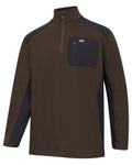 Green Black coloured Hoggs of Fife Mens Barra Active Quarter Zip Top on white background #colour_green-black