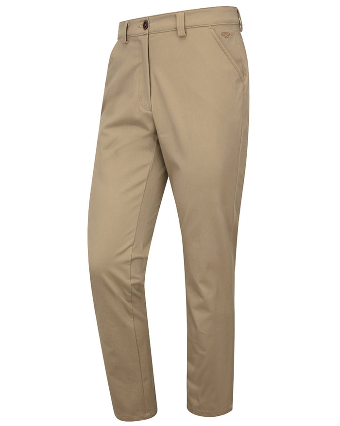 Stone coloured Hoggs of Fife Mens Carnoustie Chino Trousers on white background #colour_stone