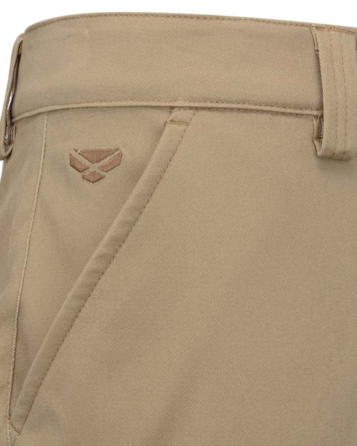 Stone coloured Hoggs of Fife Mens Carnoustie Chino Trousers on white background #colour_stone