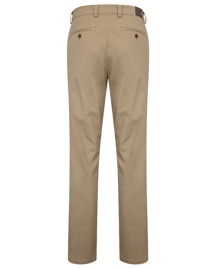 Stone coloured Hoggs of Fife Mens Carnoustie Chino Trousers on white background #colour_stone