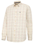 Rust coloured Hoggs of Fife Mens Chieftain Premier Tattersall Shirt on white background #colour_rust