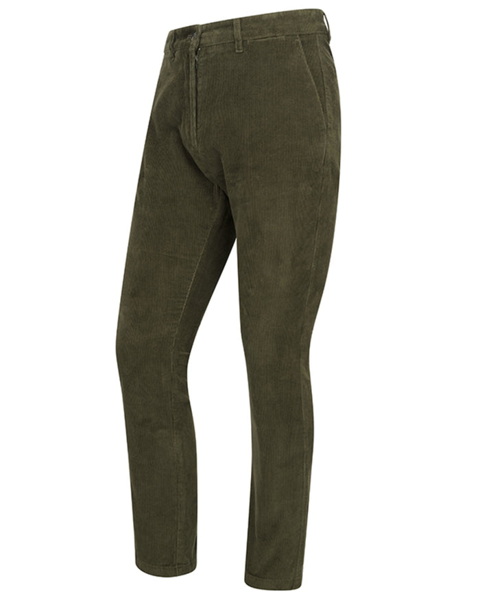 Olive Green coloured Hoggs of Fife Mens Crieff Cord Trousers on white background #colour_olive-green