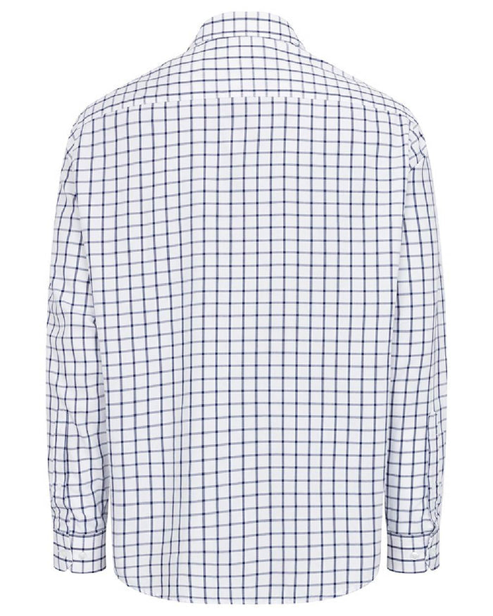 Navy White Coloured Hoggs of Fife Mens Fernie Bamboo Shirt on white background #colour_navy-white