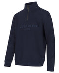 Navy Coloured Hoggs of Fife Mens Galloway 1888 Plain Quarter Zip Sweatshirt on white background #colour_navy