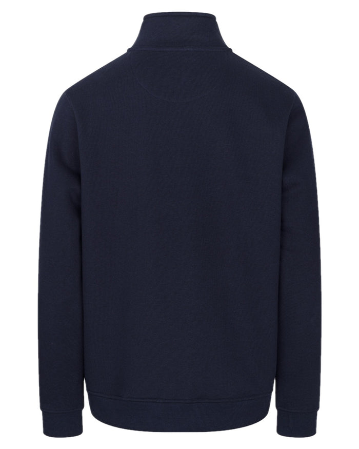 Navy Coloured Hoggs of Fife Mens Galloway 1888 Plain Quarter Zip Sweatshirt on white background #colour_navy