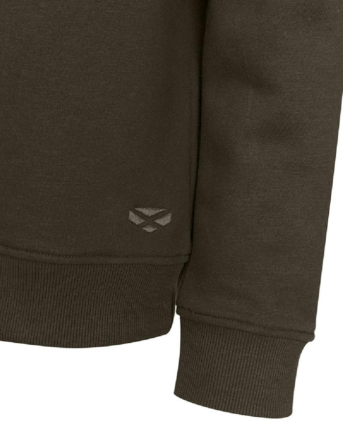 Forest Coloured Hoggs of Fife Mens Galloway 1888 Plain Quarter Zip Sweatshirt on white background #colour_forest