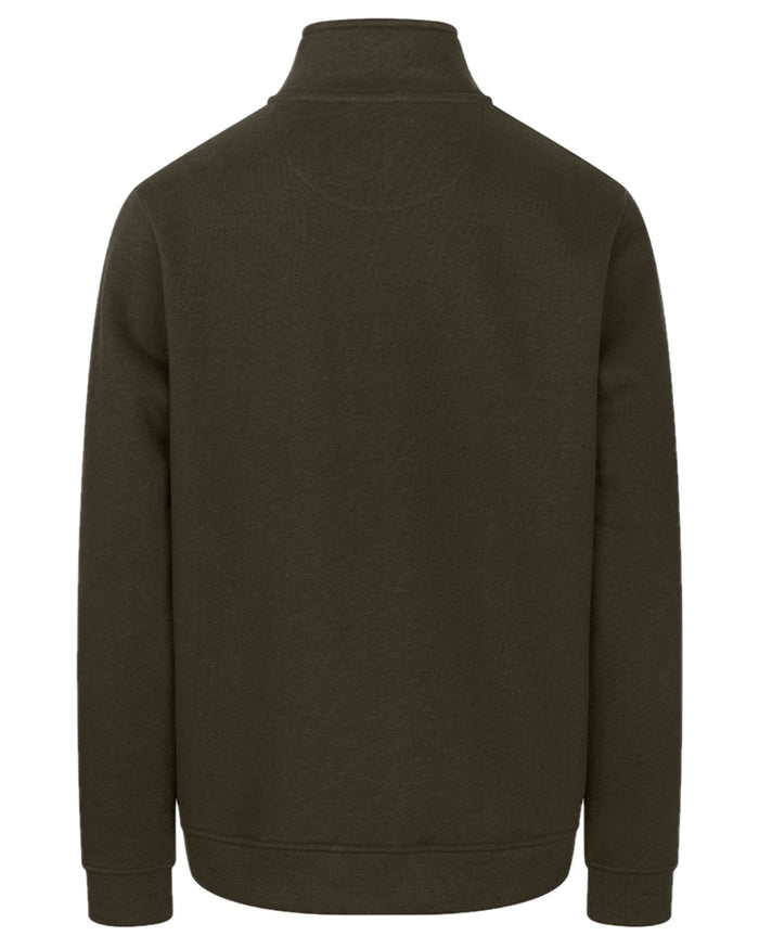 Forest Coloured Hoggs of Fife Mens Galloway 1888 Plain Quarter Zip Sweatshirt on white background #colour_forest