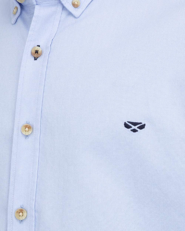 Blue coloured Hoggs of Fife Mens Granton Oxford Shirt on white background #colour_blue