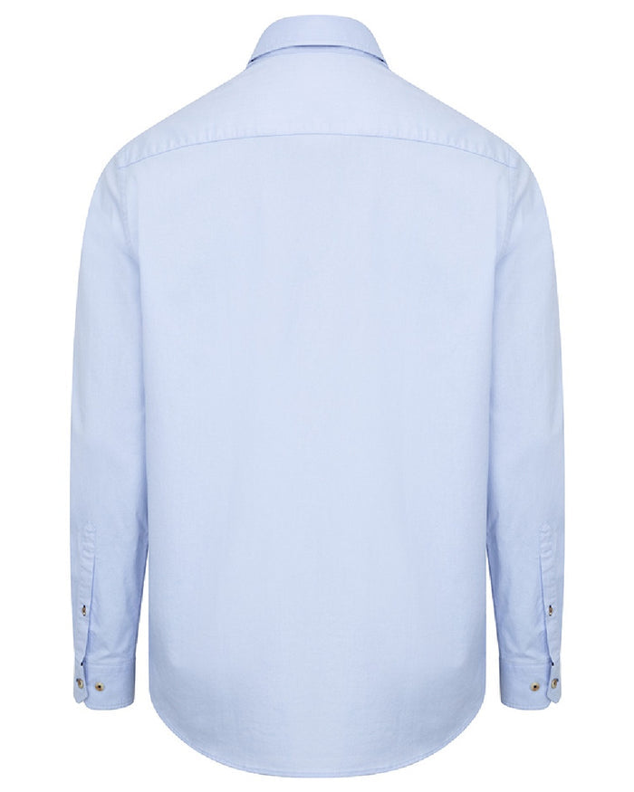 Blue coloured Hoggs of Fife Mens Granton Oxford Shirt on white background #colour_blue