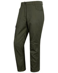 Green coloured Hoggs of Fife Mens Green King Unlined Utility Trousers on white background #colour_green