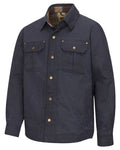 Midnight Navy Coloured Hoggs of Fife Mens Huntly Waxed Canvas Utility Overshirt on white background #colour_midnight-navy