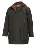 Forest Green Coloured Hoggs of Fife Mens Kelso Waterproof Wax Jacket on white background #colour_forest-green