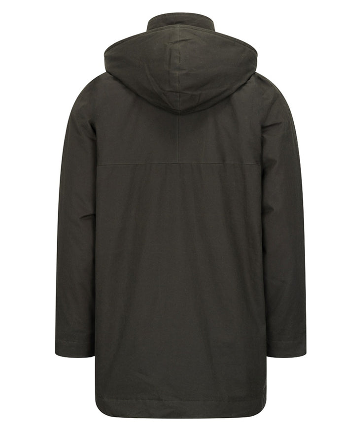 Forest Green Coloured Hoggs of Fife Mens Kelso Waterproof Wax Jacket on white background #colour_forest-green