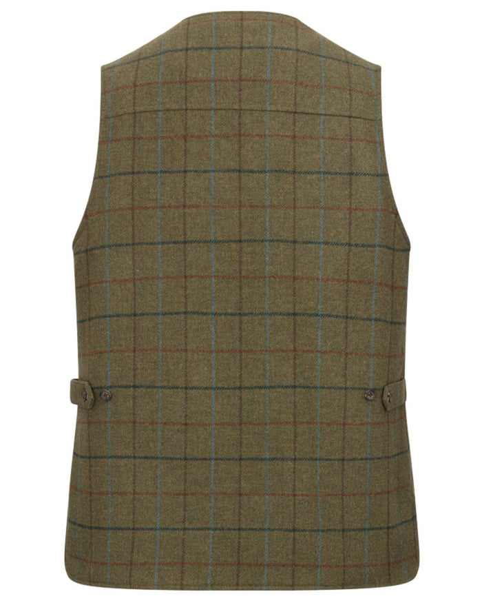 Green Blue coloured Hoggs of Fife Mens Kingussie Technical Tweed Field Waistcoat on white background #colour_green-blue