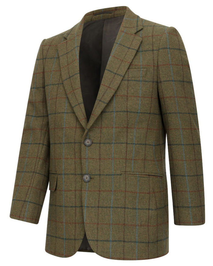 Green Blue coloured Hoggs of Fife Mens Kingussie Tweed Sports Jacket on white background #colour_green-blue