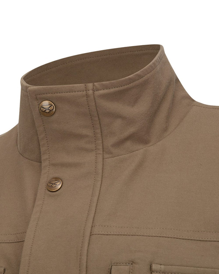 Khaki Coloured Hoggs of Fife Mens Rothesay Utility Gilet on white background #colour_khaki