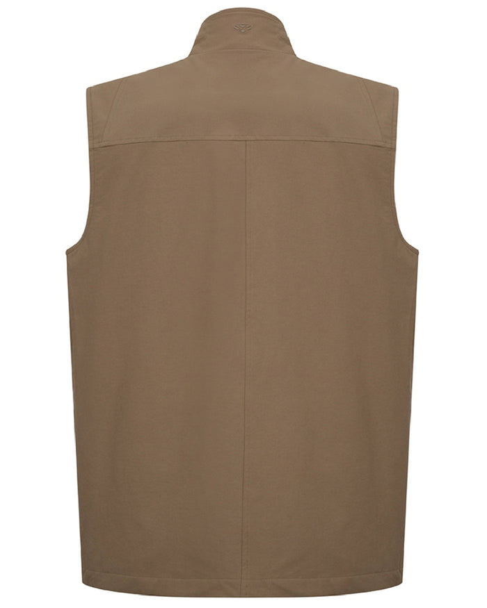 Khaki Coloured Hoggs of Fife Mens Rothesay Utility Gilet on white background #colour_khaki