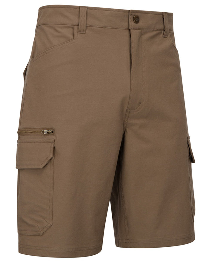 Khaki coloured Hoggs of Fife Mens Rothesay Utility Shorts on white background #colour_khaki