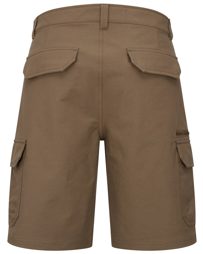 Khaki coloured Hoggs of Fife Mens Rothesay Utility Shorts on white background #colour_khaki