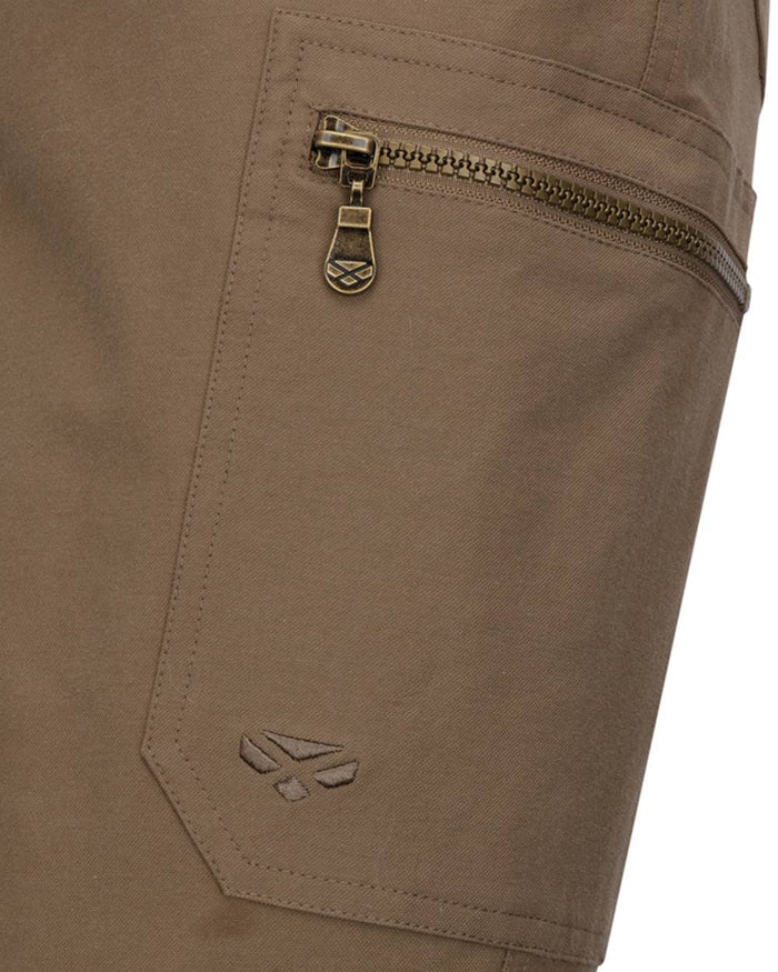 Khaki coloured Hoggs of Fife Mens Rothesay Utility Trousers on white background #colour_khaki